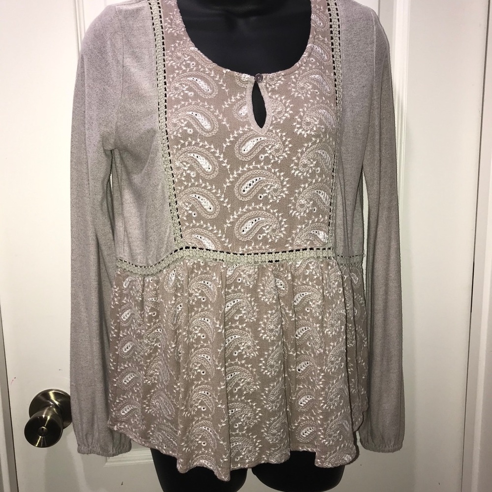 Mystree sz S tops boho bohemian peasant blouse